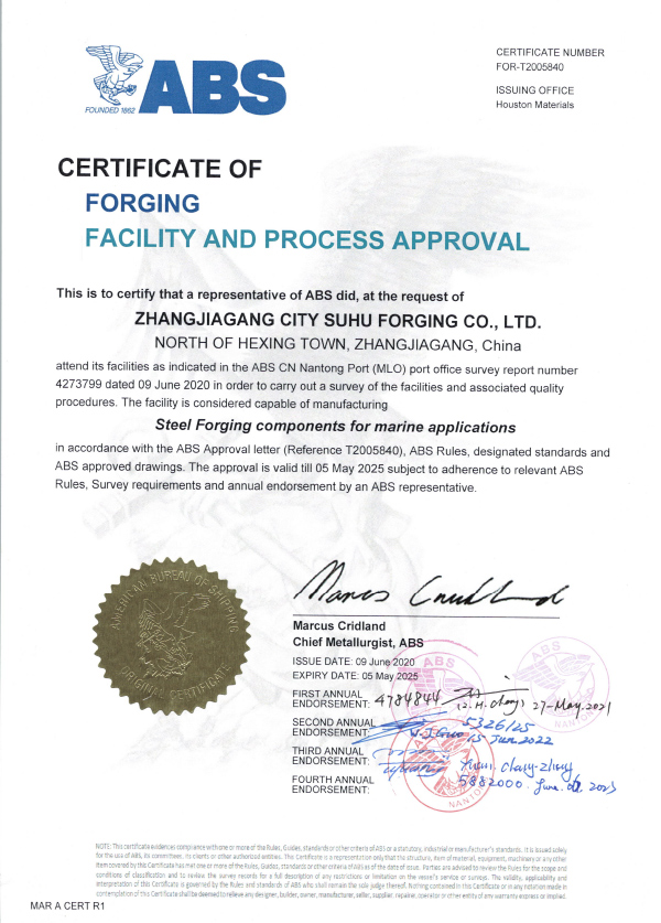 ABS Factory Approval Certificate